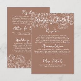 Tarjeta De Recepción Detalles románticos del Boho Mocha Mousse Floral B