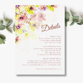 Tarjeta De Recepción Detalles románticos florales de pensamiento pastel