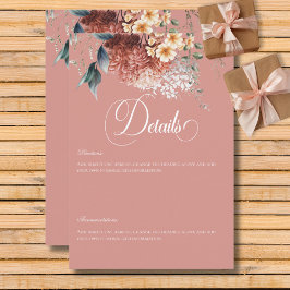 Tarjeta De Recepción Detalles románticos modernos del Boda floral de lo