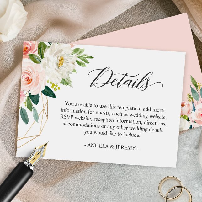Tarjeta De Recepción Detalles sencillamente elegantes del Boda floral r (Subido por el creador)