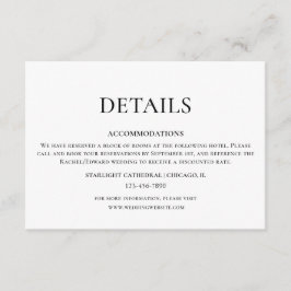 Tarjeta De Recepción Detalles sencillos de Boda blanco y negro