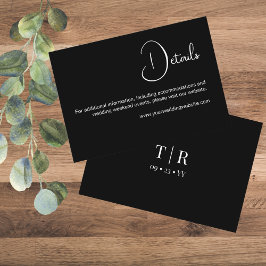 Tarjeta De Recepción Detalles sencillos de Boda blanco y negro Minimali