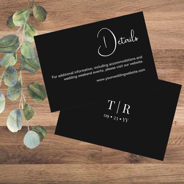 Tarjeta De Recepción Detalles sencillos de Boda blanco y negro Minimali (Subido por el creador)