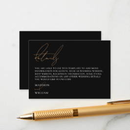 Tarjeta De Recepción Detalles sencillos de Boda en blanco y negro