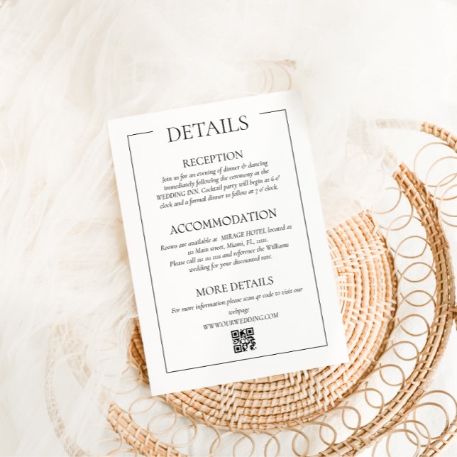 Tarjeta De Recepción Detalles Sencillos de Boda Moderna (Subido por el creador)