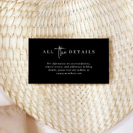 Tarjeta De Recepción Detalles sencillos de Boda negro moderno y Minimal