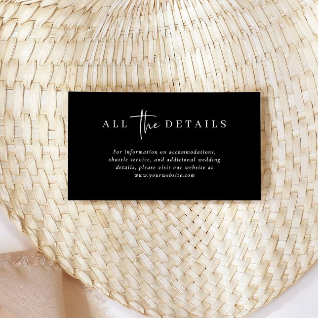 Tarjeta De Recepción Detalles sencillos de Boda negro moderno y Minimal (Subido por el creador)