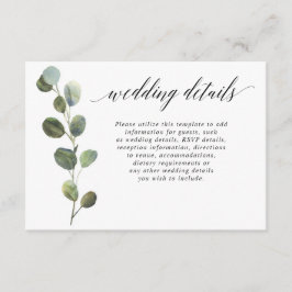 Tarjeta De Recepción Detalles sencillos de Eucalyptus en blanco y negro