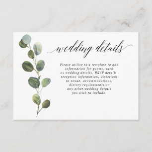 Tarjeta De Recepción Detalles sencillos de Eucalyptus en blanco y negro