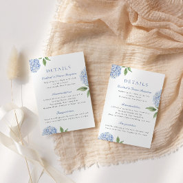 Tarjeta De Recepción Detalles Sencillos de Hortensia Azul, Pequeño