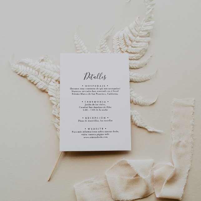 Tarjeta De Recepción Detalles sencillos del Boda español (Subido por el creador)