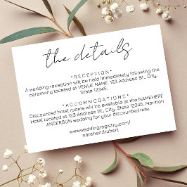 Tarjeta De Recepción Detalles sencillos del Boda negro