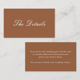 Tarjeta De Recepción Detalles sencillos del Boda Terracotta
