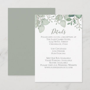 Tarjeta De Recepción Detalles sencillos del follaje Eucalyptus Greenere