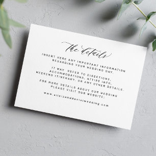 Tarjeta De Recepción Detalles sencillos mínimos de boda en blanco y neg
