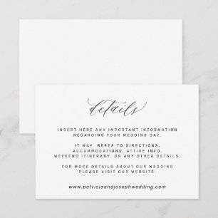 Tarjeta De Recepción Detalles sencillos y elegantes de boda en blanco y