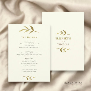 Tarjeta De Recepción Detalles sencillos y elegantes de marfil y boda do
