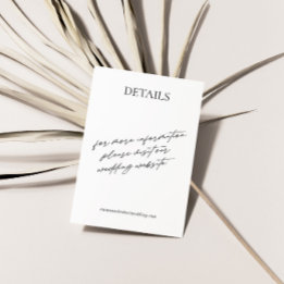 Tarjeta De Recepción Detalles sencillos y modernos de Boda blanco y neg