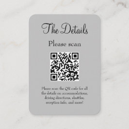 Tarjeta De Recepción Detalles sencillos y modernos de Boda gris con cód