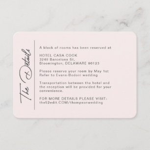 Tarjeta De Recepción Detalles sencillos y modernos del Boda Rubor