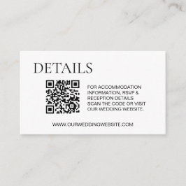 Tarjeta De Recepción Detalles simples Alojamiento RSVP Código QR Sitio 