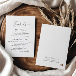 Tarjeta De Recepción Detalles simples Boda del sitio web de calabazas