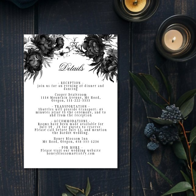 Tarjeta De Recepción Detalles Simples de Boda Blanca Clásica Gótica (Subido por el creador)