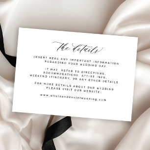 Tarjeta De Recepción Detalles simples de boda en blanco y negro