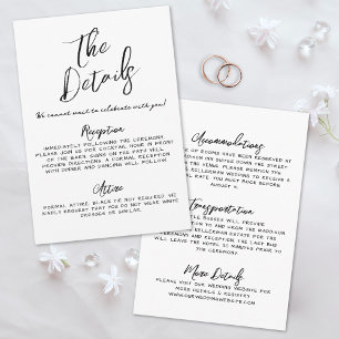 Tarjeta De Recepción Detalles simples de Boda manuscrita y singulares
