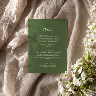 Tarjeta De Recepción Detalles simples de Boda Minimalista Oscuro sabio