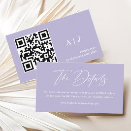 Tarjeta De Recepción Detalles simples de Boda púrpura claro