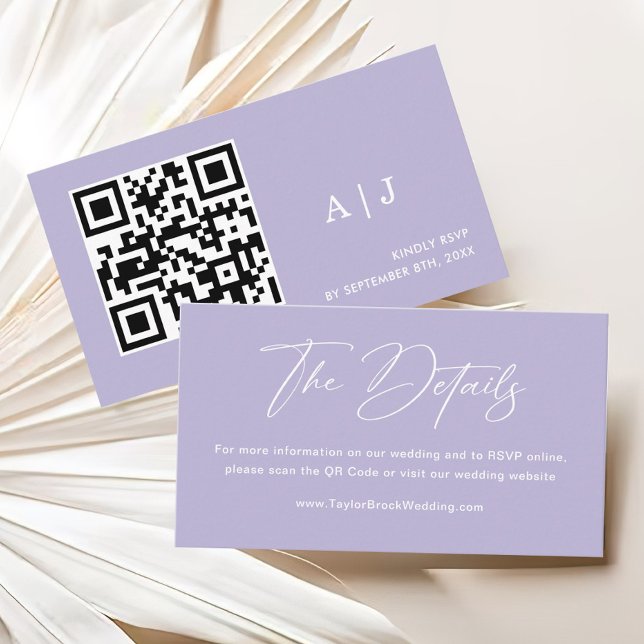 Tarjeta De Recepción Detalles simples de Boda púrpura claro (Subido por el creador)