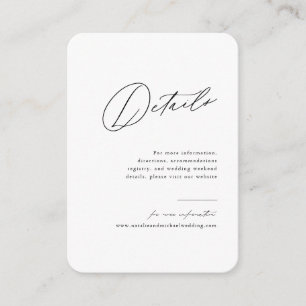 Tarjeta De Recepción Detalles simples de Bodas Minimalistas en blanco y