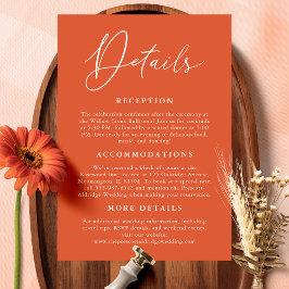 Tarjeta De Recepción Detalles simples de la caligrafía del Naranja Vero
