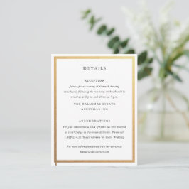 Tarjeta De Recepción Detalles simples de la elegante boda de oro blanco