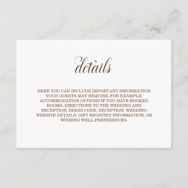 Tarjeta De Recepción Detalles simples del Boda (Anverso)