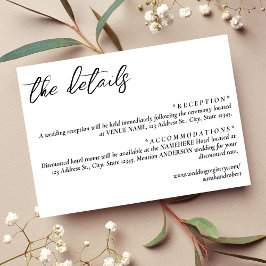 Tarjeta De Recepción Detalles simples del Boda blanco