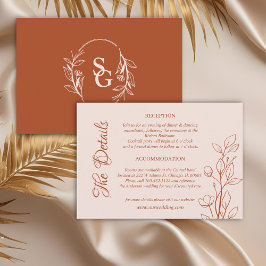 Tarjeta De Recepción Detalles simples del Boda Boho Terracotta