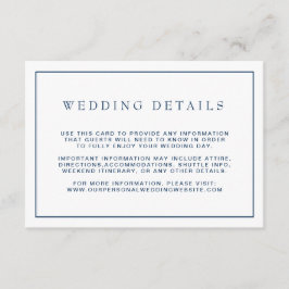 Tarjeta De Recepción Detalles simples del Boda de borde azul de la mari