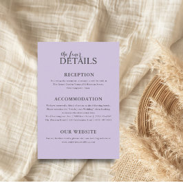 Tarjeta De Recepción Detalles simples del Boda púrpura