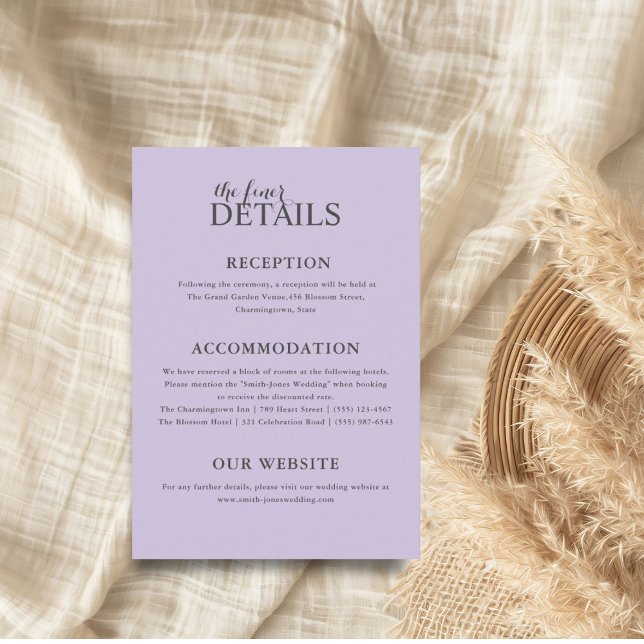 Tarjeta De Recepción Detalles simples del Boda púrpura (Subido por el creador)