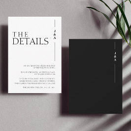 Tarjeta De Recepción Detalles simples del monograma blanco negro Boda