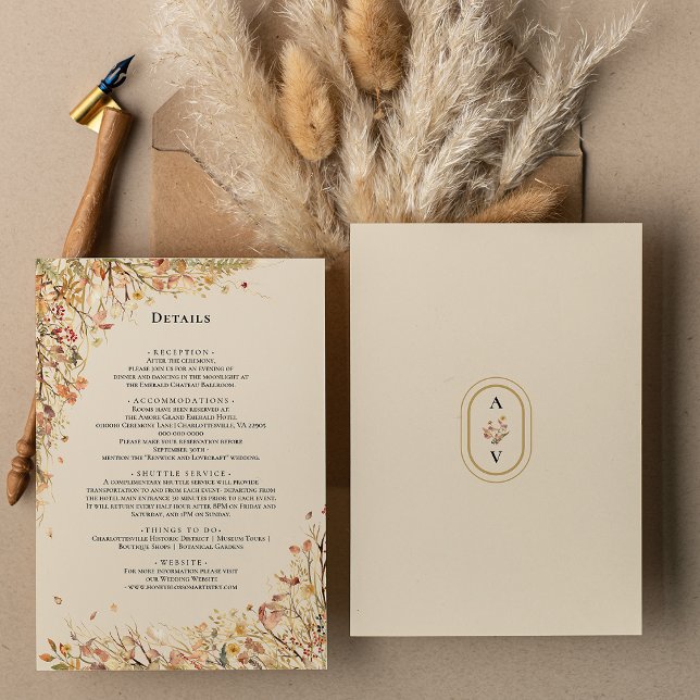 Tarjeta De Recepción Detalles simples del monograma del Boda beige de o (Subido por el creador)