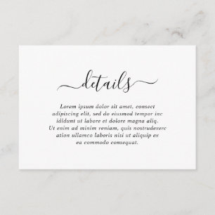 Tarjeta De Recepción Detalles simples elegantes de Boda blanco y negro
