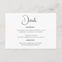 Tarjeta De Recepción Detalles simples elegantes de Boda blanco y negro