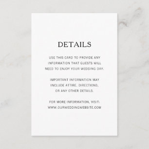 Tarjeta De Recepción Detalles simples modernos Boda blanco y negro