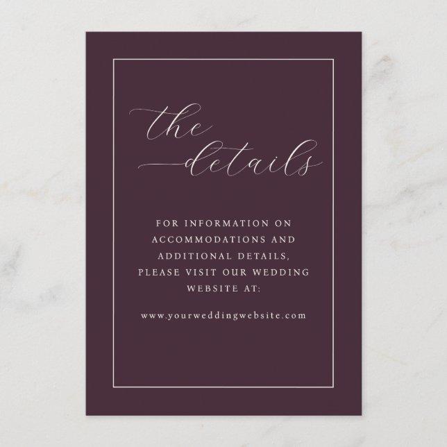 Tarjeta De Recepción Detalles Sofisticados de Boda Marrón (Anverso)