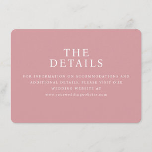 Tarjeta De Recepción Detalles sofisticados de boda minimalista rosa