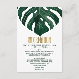 Tarjeta De Recepción Detalles tropicales modernos del oro de la hoja