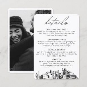 Tarjeta De Recepción Detalles Verticales de Boda en Raleigh